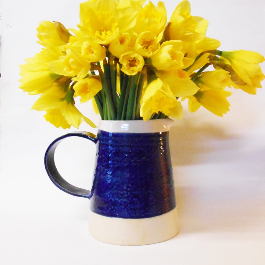 Jug classic shaped Midnight Blue Dappled Ceramic.