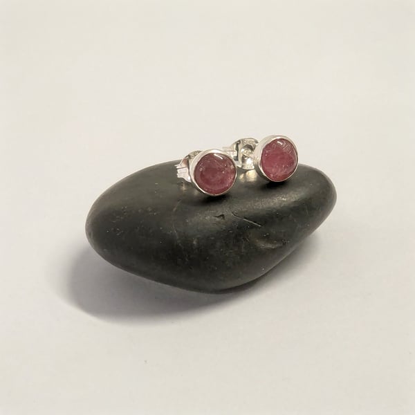 Sterling Silver Hazy Pink Tourmaline Stud Earrings, Handamde Jewellery WEDDING