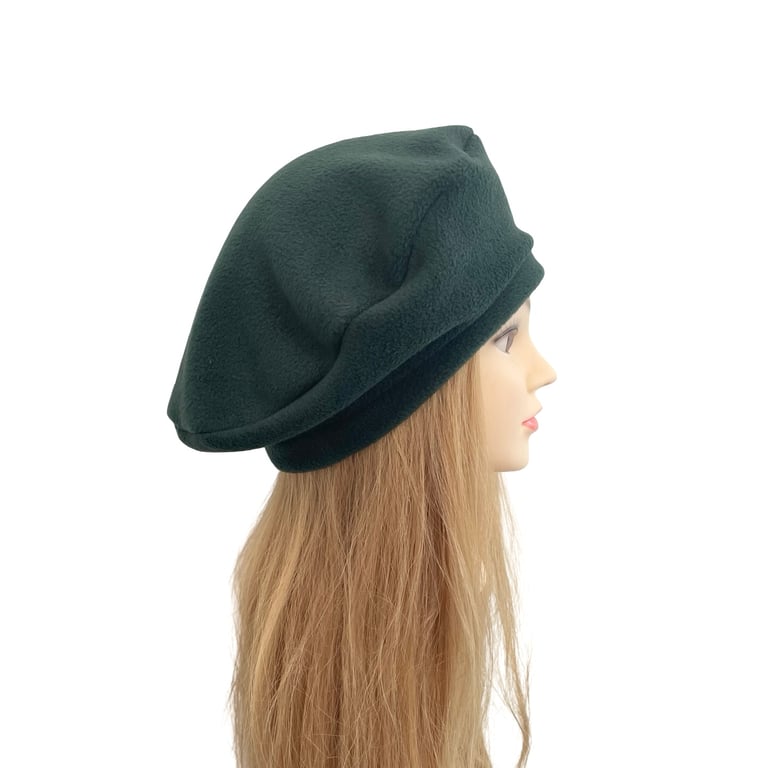 Dark Green Retro Fleece Beret Hat Gift for Women Warm Vintage Autumn Beret Cap