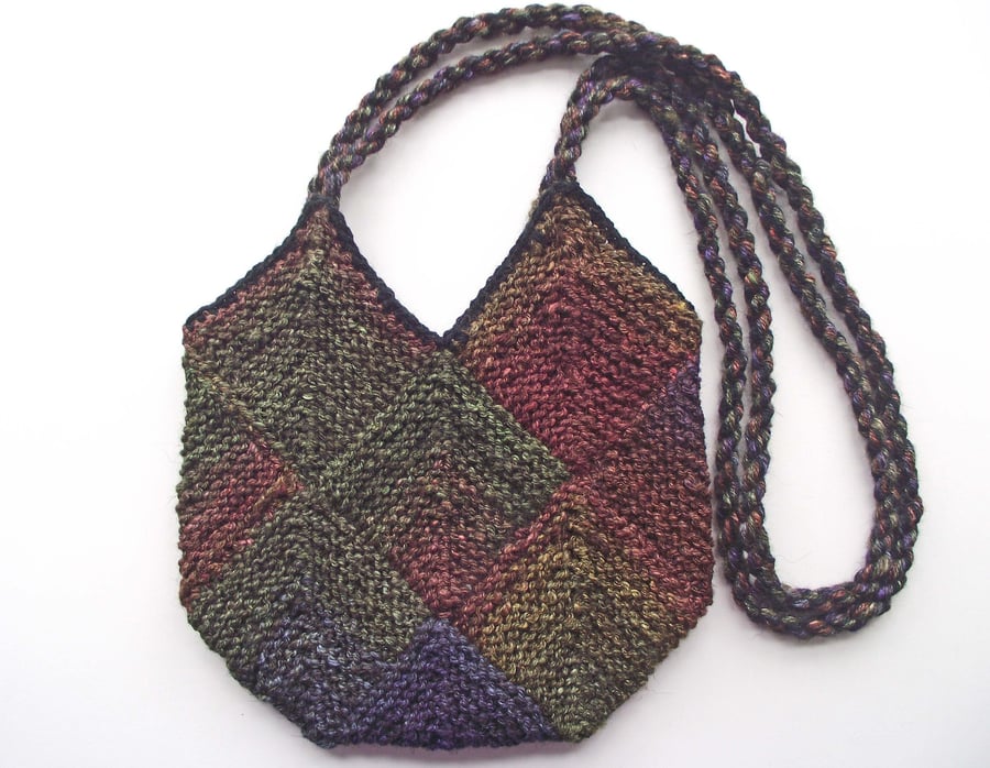 Small Shoulder Bag, Crossbody Bag, Project Bag, Purse, Multicolor, Handspun Wool