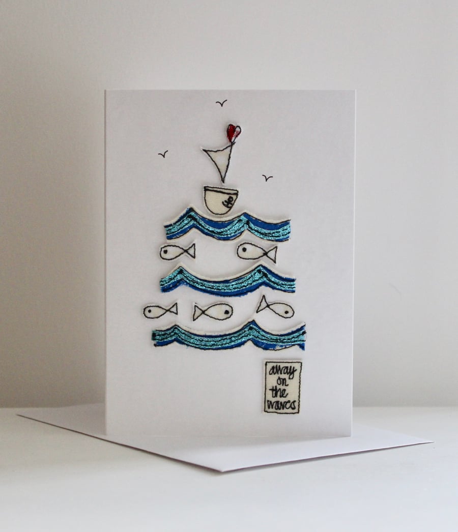 'Away on the Waves' - Handmade C6 Blank Card