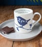 Fine china blue Wren mug. New 2026, blue & white fine bone china mug for friend. - Image 2