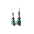 Green Jade Green Purple Brass Effect Dangle Drop Earrings