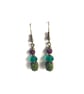 Green Jade Green Purple Brass Effect Dangle Drop Earrings - Image 1