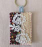 Slow-Stitch Keyring - Brown Floral Lace - Image 2