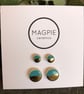 Ceramic button earrings - Turquoise duo - Image 2