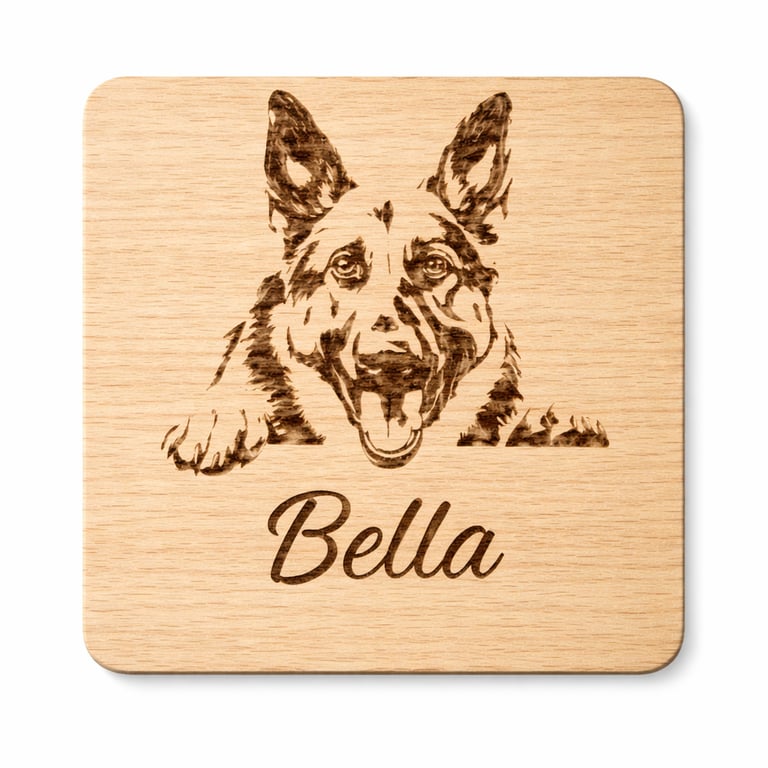 Personalised Dog Breed Wooden Coaster Handmade Gift for Dog Lovers