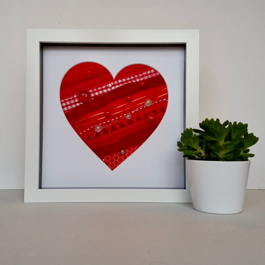 Valentine Red Love Heart 3D Collage 8" x 8"  Seconds Sunday