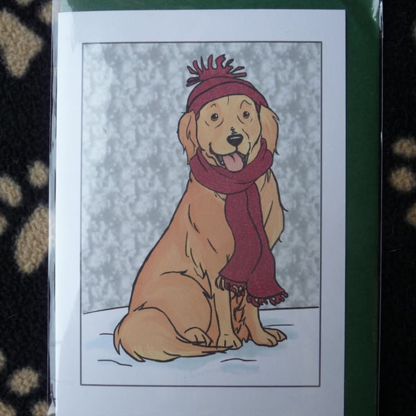 Golden Retriever Christmas Card 