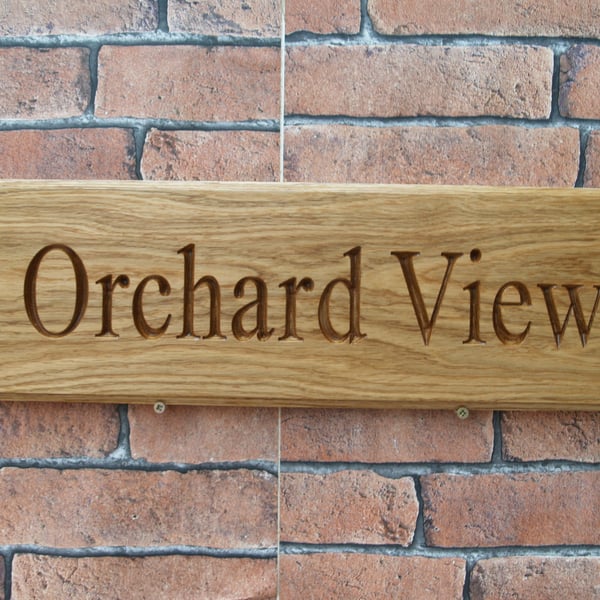 450 x 150 mm Personalised Oak House Name Sign outdoor gate signs wall sign