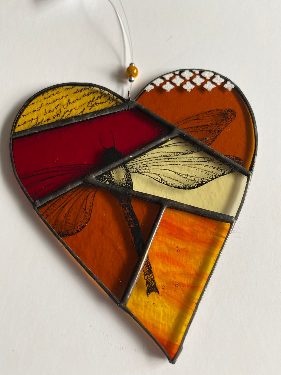 Patchwork Dragonfly Heart