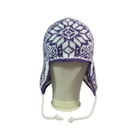 stranded purple and white earflap hat, chullo Andean wool unisex, warm winter