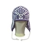 stranded purple and white earflap hat, chullo Andean wool unisex, warm winter