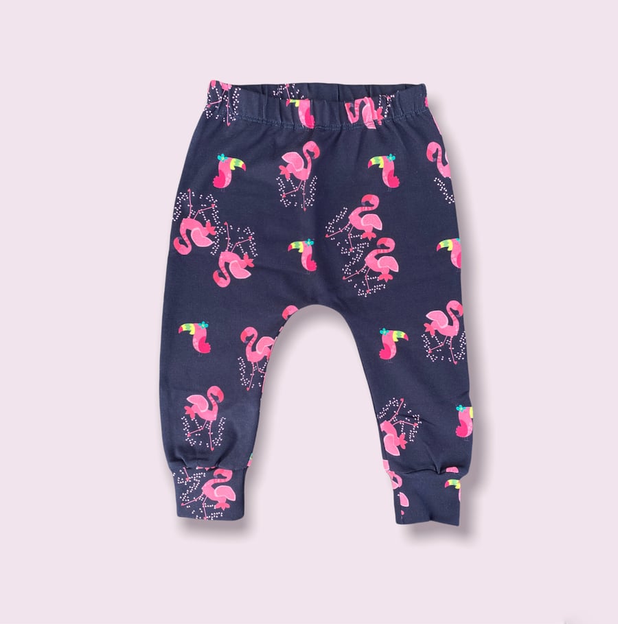 Flamingos and Toucans leggings - 3-6 mths