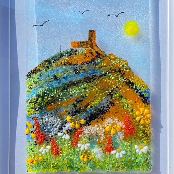 Landscape in glass. Fused glass brent tor picture