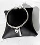 Sterling Silve Heart Lock & Tassel Charm Bracelet, Beaded Ball Bracelet - Image 3