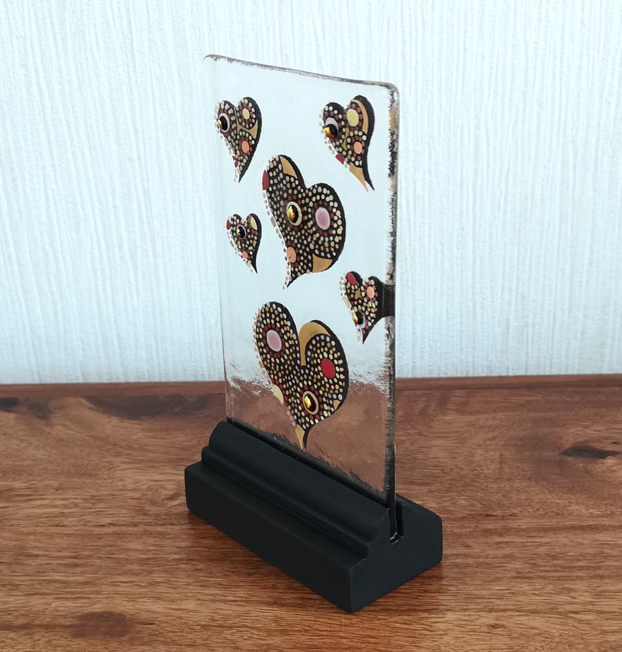 UNIQUE: Handmade Fused Glass 'LOVE YOU' Picture.
