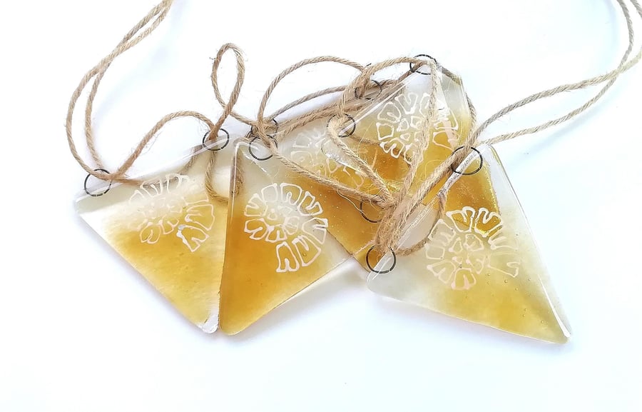 Fused Glass Ammonite Bunting: Jurassic Coast Garden Art