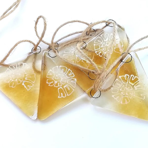 Fused Glass Ammonite Bunting: Jurassic Coast Garden Art