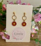 Red Flower Dangle Earrings, Enamel Floral Charms, Handmade Jewellery - Image 3