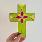 Stained Glass Cross in green