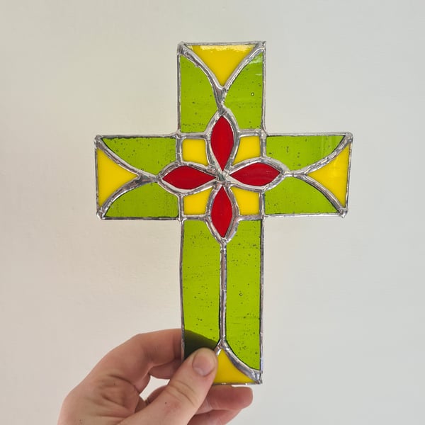 Stained Glass Cross in green