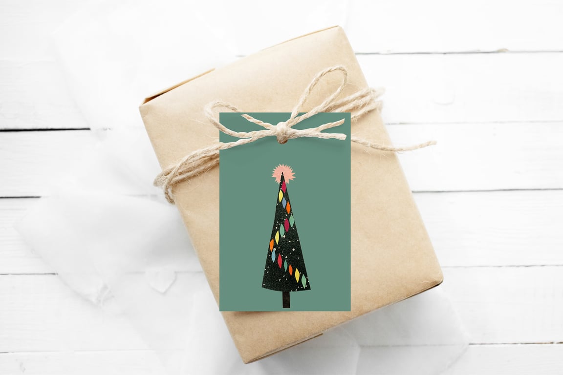 Set of 12 Gift Tags - Christmas III (Green)