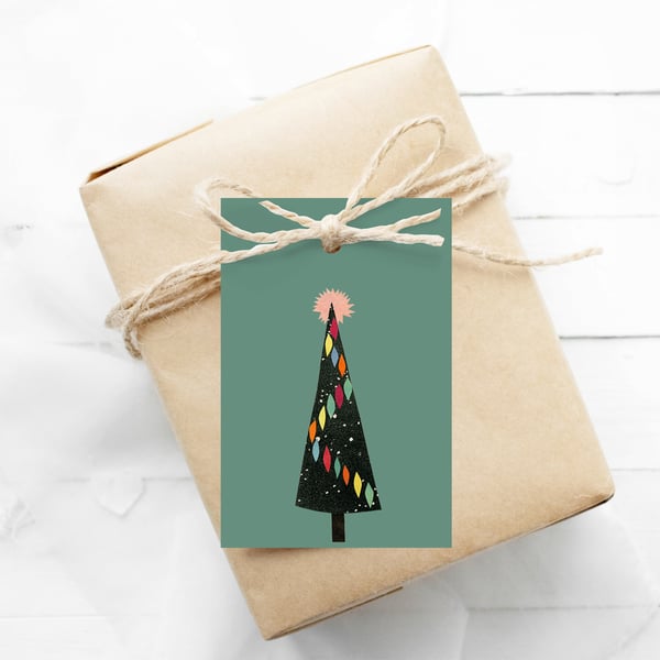 Set of 12 Gift Tags - Christmas III (Green)