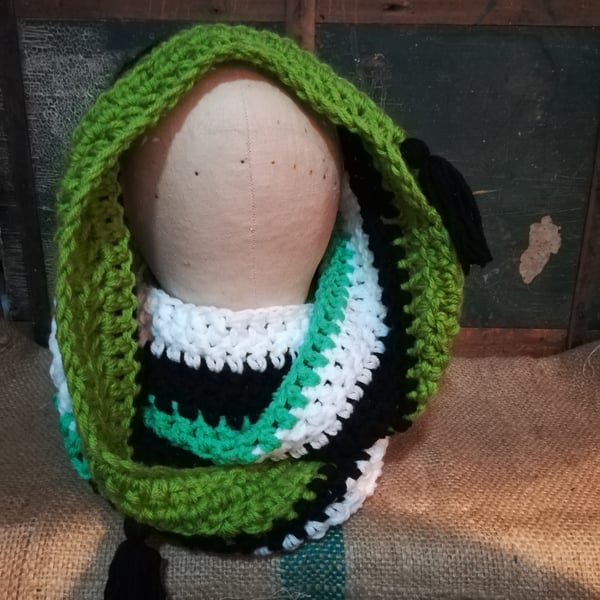 Wednesday Crochet Snood Beetlejuice Edition