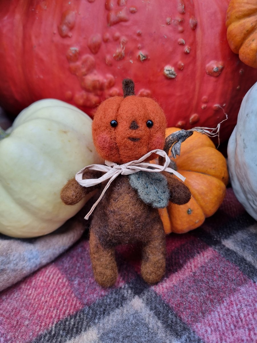 Wooly Needlefelted "Pumpkin Patch Pal" Art Doll