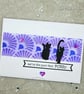 Cat silhouette card - anniversary card,  black cats, cat lover, art deco - Image 2