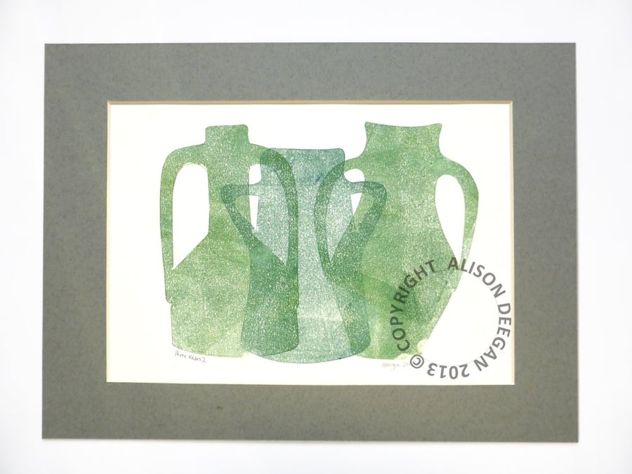 Original monoprint - Three Vases I