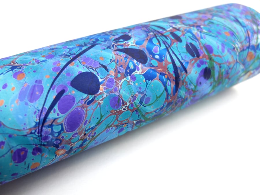 A4 Marbled paper sheet double marbled drawn stone pattern 