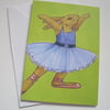 Bunny Rabbit Ballet Dancer Greetings Card