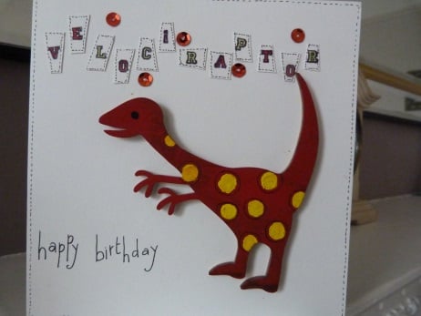 Childs Velociraptor Brthday Card