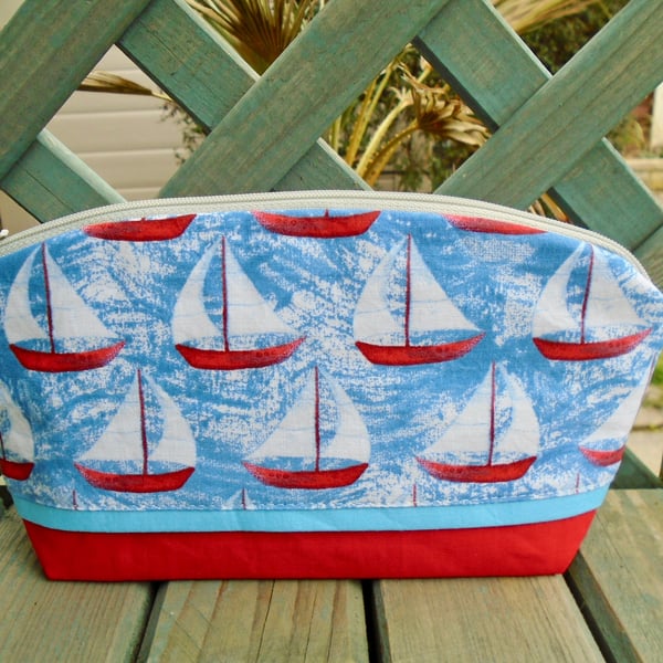 Cotton Make Up Bag - Boats 
