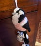 Long tailed tit bird tree decoration hand knit  - Image 3