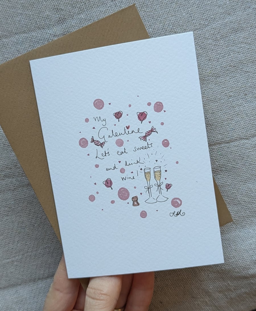 Handmade Watercolour Galentine's Card