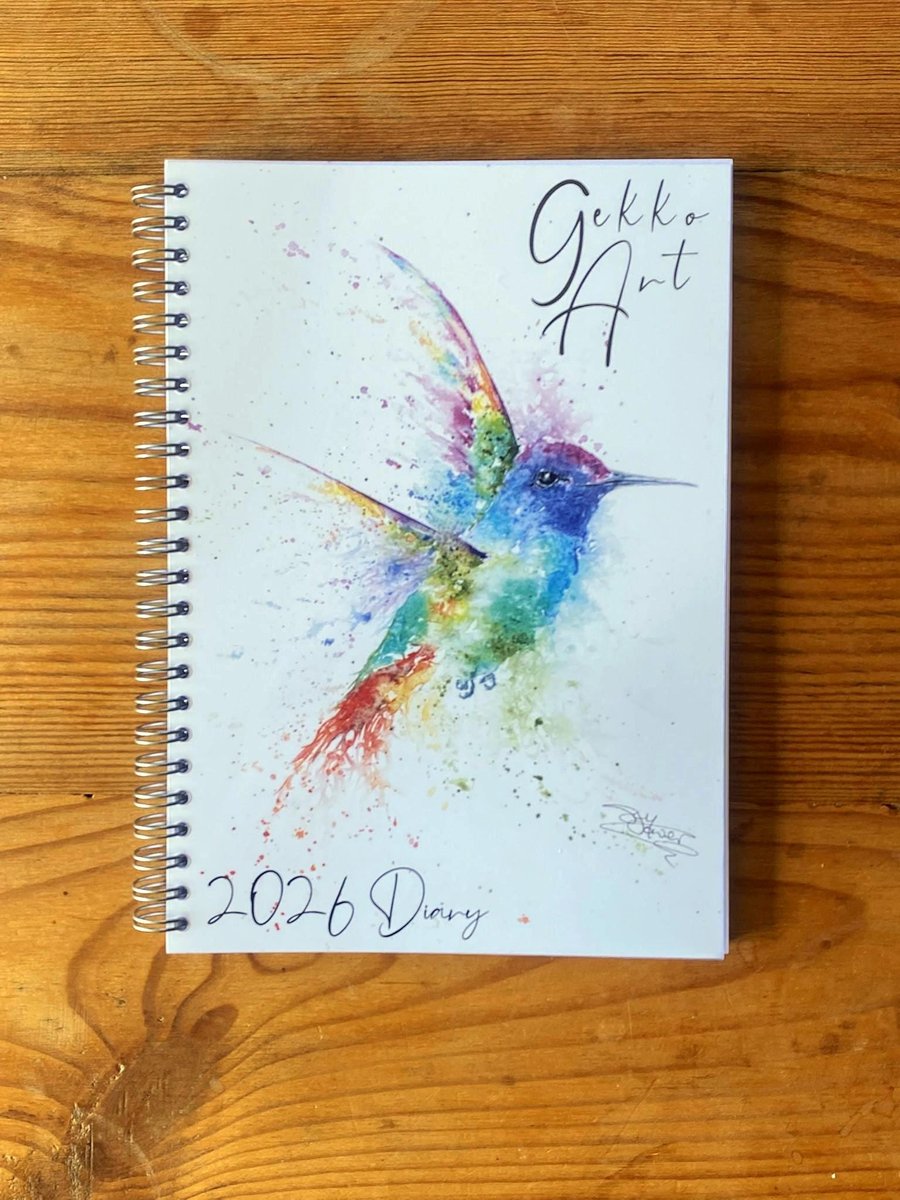 2026 Illustrated Wildlife Art Diary, Hummingbird Watercolour Cover