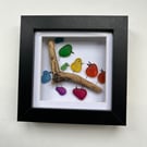 Seaglass family of birds on a branch  picture 