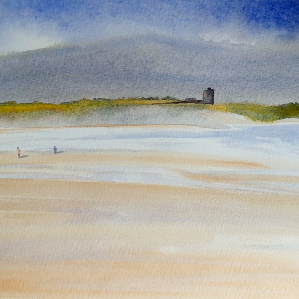 Original watercolour painting, Banna Strand Southern End, County Kerry