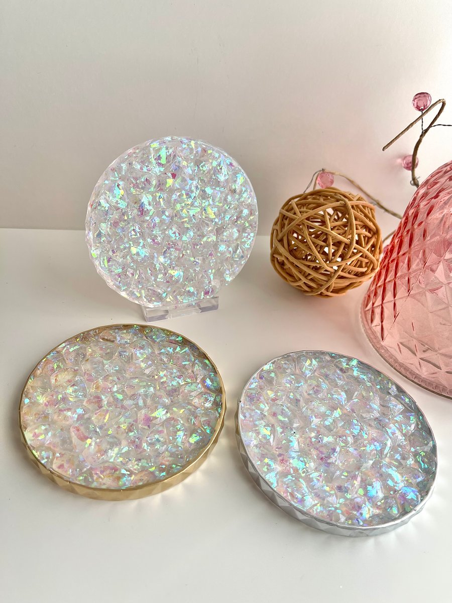 Round Iridescent Sparkly Drinks Coasters with FREE POST Choose style