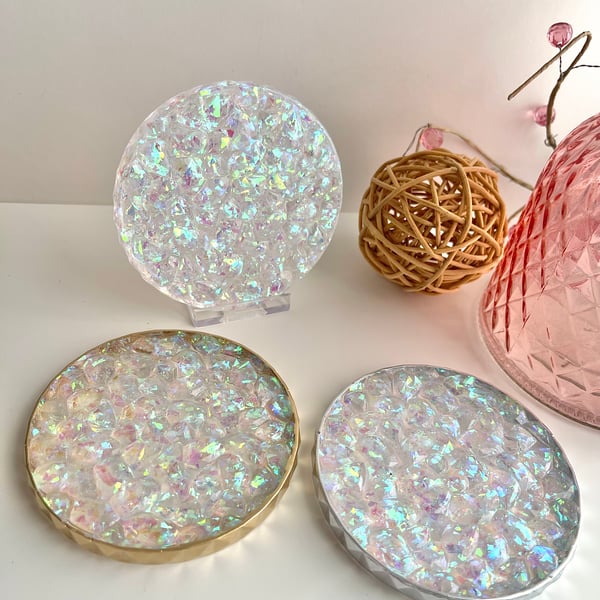Round Iridescent Sparkly Drinks Coasters with FREE POST Choose style