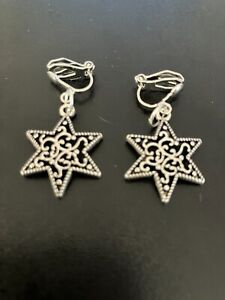 clip on earrings with star tibetan silver charm