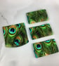 Peacock feathers card case, Peacocks travel pass holder, Handmade - Image 6