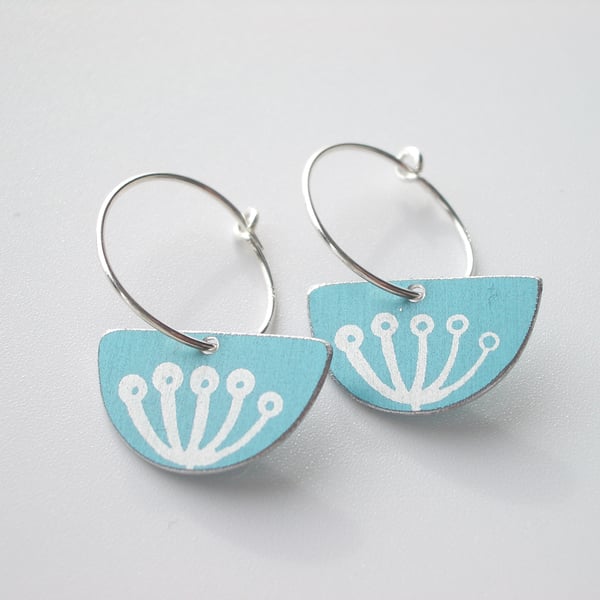 Cow parsley hoop earrings in duck egg blue