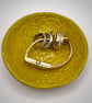 Stoneware yellow trinket dish with embossed botanical design - Image 5