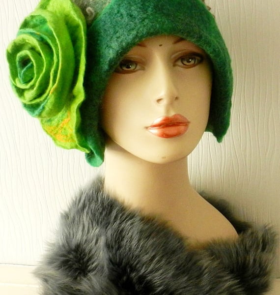  Hand Felted Wool hat