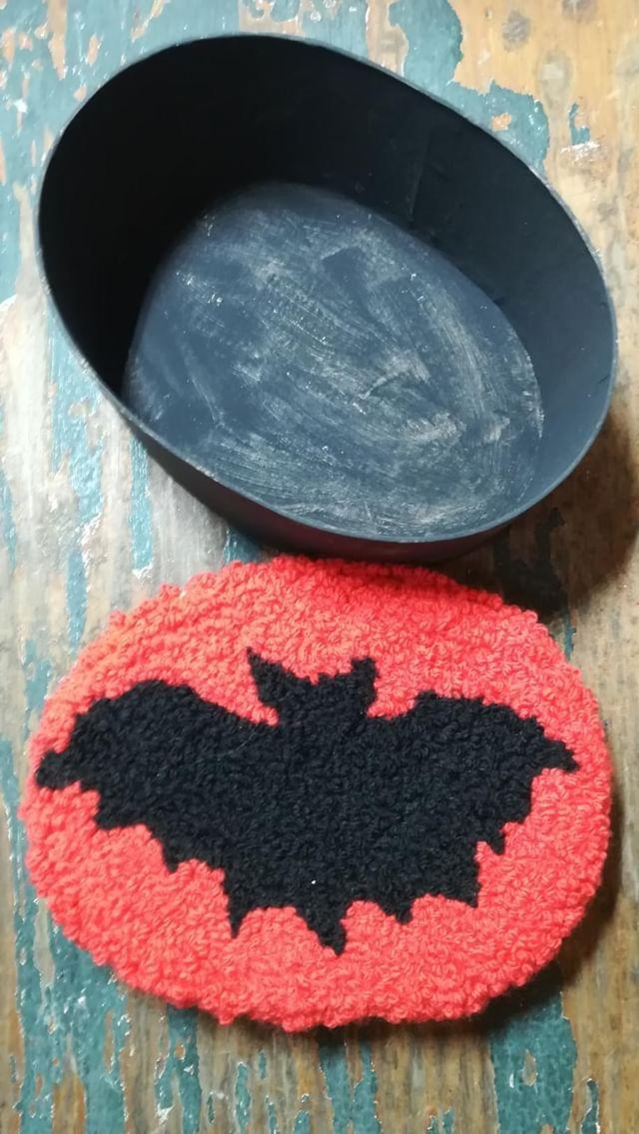 Bat needle punched storage box, Halloween box, bat decor, Halloween decoration