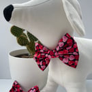 Valentine Black Red Pink Heart Dog Bow Tie 